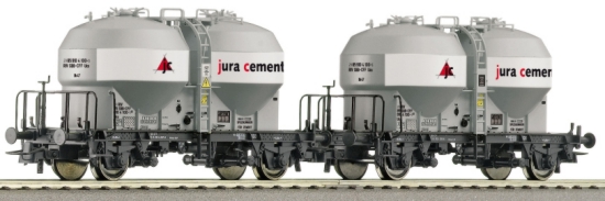 2 Piece Set: Cement Silo cars "JURACEMENT"<br /><a href='images/pictures/Roco/66131.jpg' target='_blank'>Full size image</a>